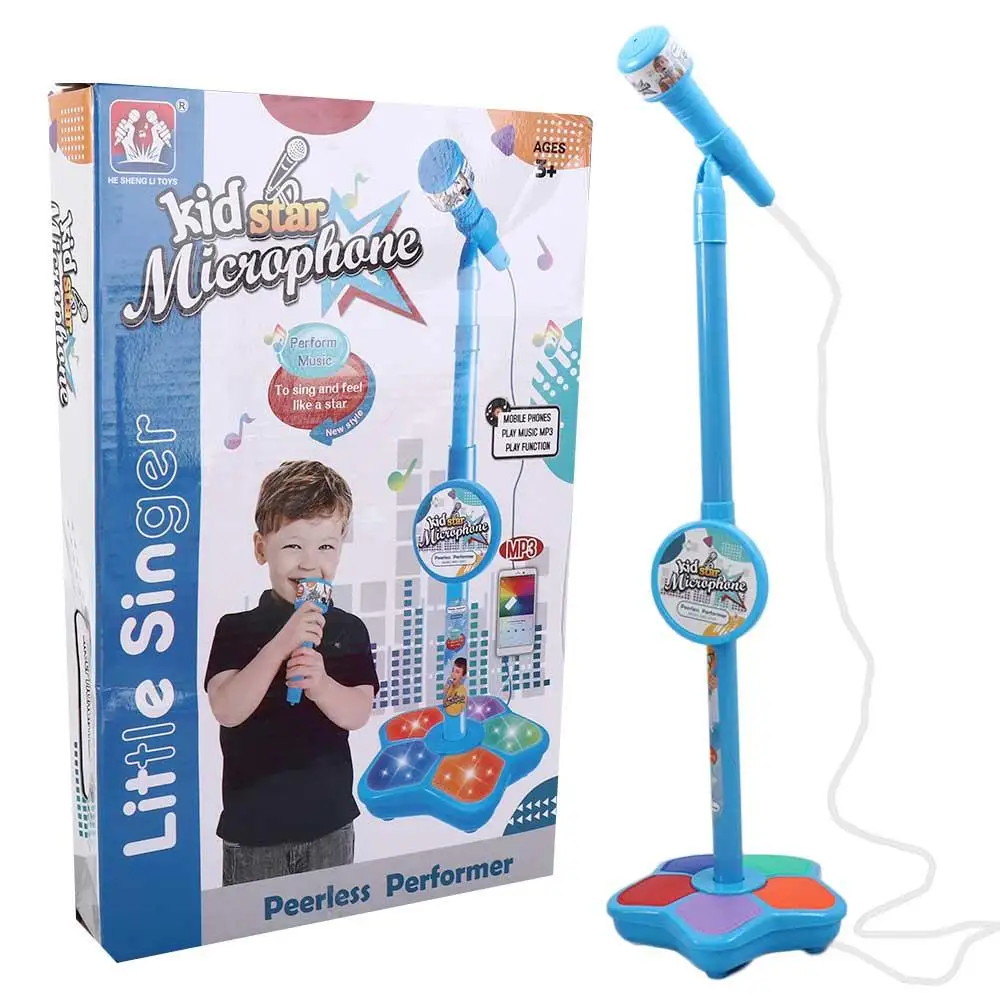 Gift Educational LED Light Karaoke  with Stand Singing Song  Singing Microphone Music Instrument   Microphone