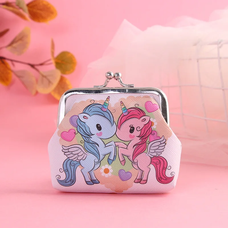 Cartoon Unicorn Iron Clasp coin purse Children's  Shell Bag Storage Bag Girls' holiday gifts