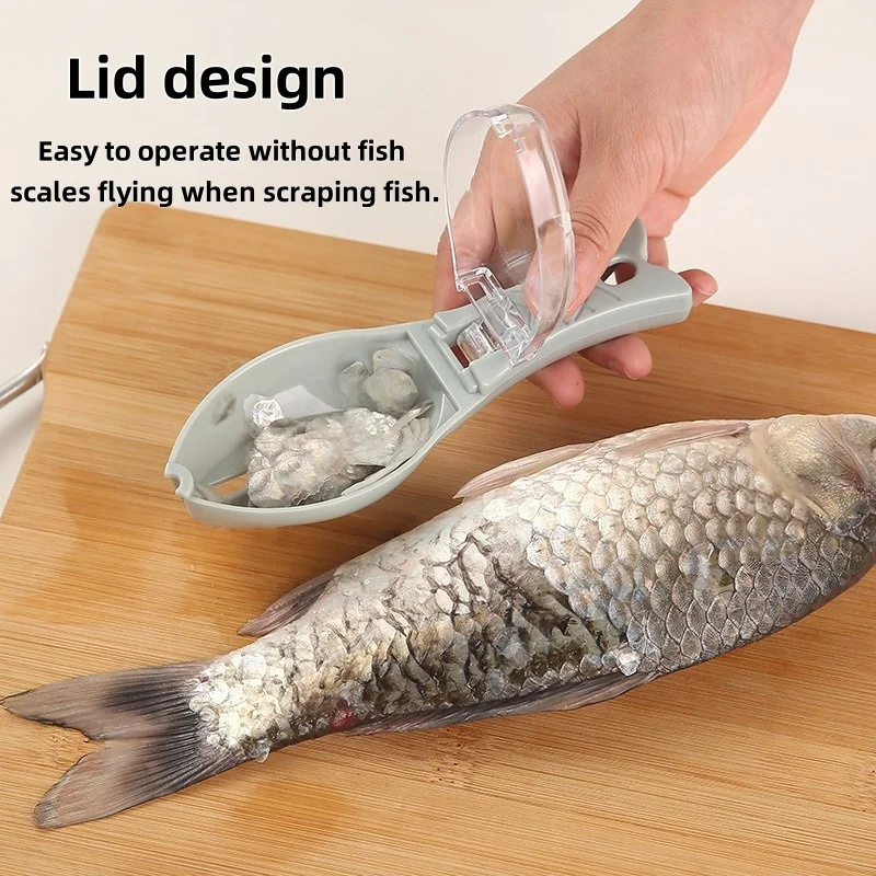 Manual Fish Scaler Scraper - Scaler Scraper with Cover, Home Kitchen Tool, Efficient Seafood Cleaning Tool, Remove Fish Scales.