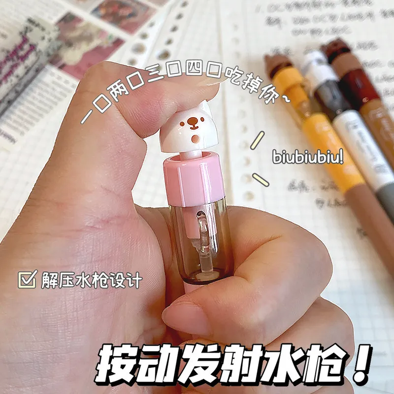 Water Gun Pen Rotating Neutral Pen Ins Wind High Value Creative Decompression Quick Drying Smooth Black Pen  Cute Kawaii Pens
