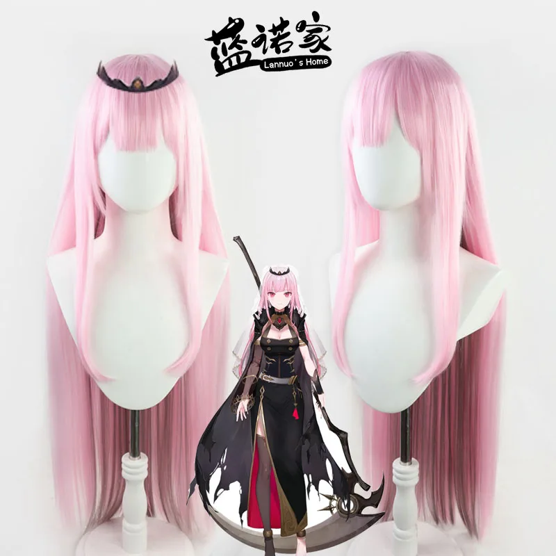 Virtual YouTube Vtuber Mori Calliope Cosplay Wig Halloween Carnival Party Props Synthetic Hair Heat Resistant Fiber + Wig Cap