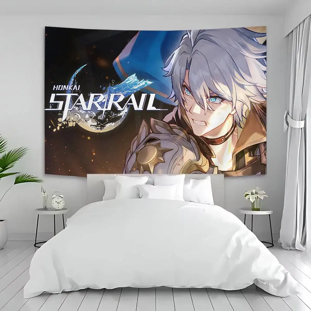 Game Honkai Star Rail Phainon Anime Tapestry Hippie Flower Wall Carpets Dorm Decor Cheap Hippie Wall Hanging