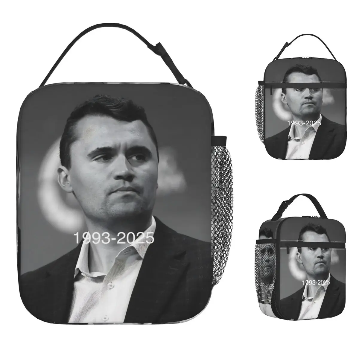 Charlie Kirk RIP 1993-2025 Commemorative Comic Strip Lunch Bag Picnic Lunch Box For Men Leisure Thermal Tote Handbags Cooler Bag
