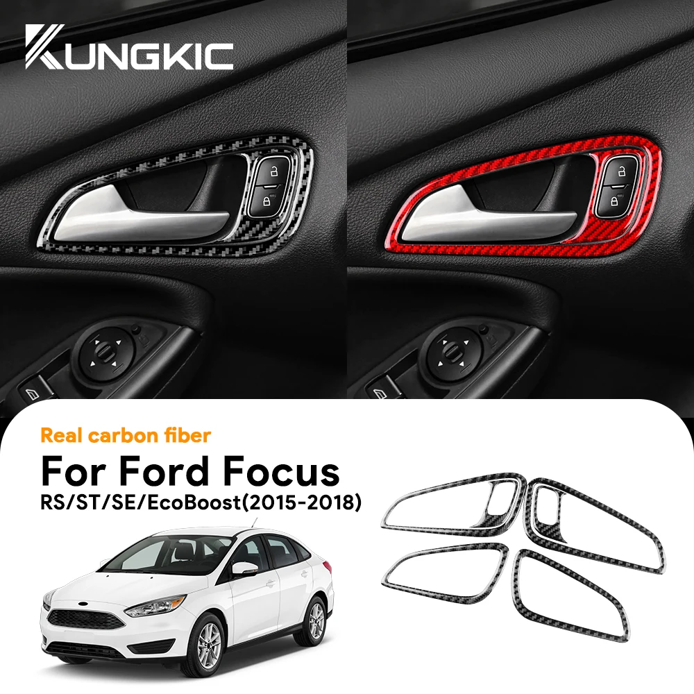 

Real Soft Carbon Fiber Sticker For Ford Focus SE RS ST Ecoboost 2015 2016 2017 2018 LHD RHD Car Inner Door Handle Panel Trim