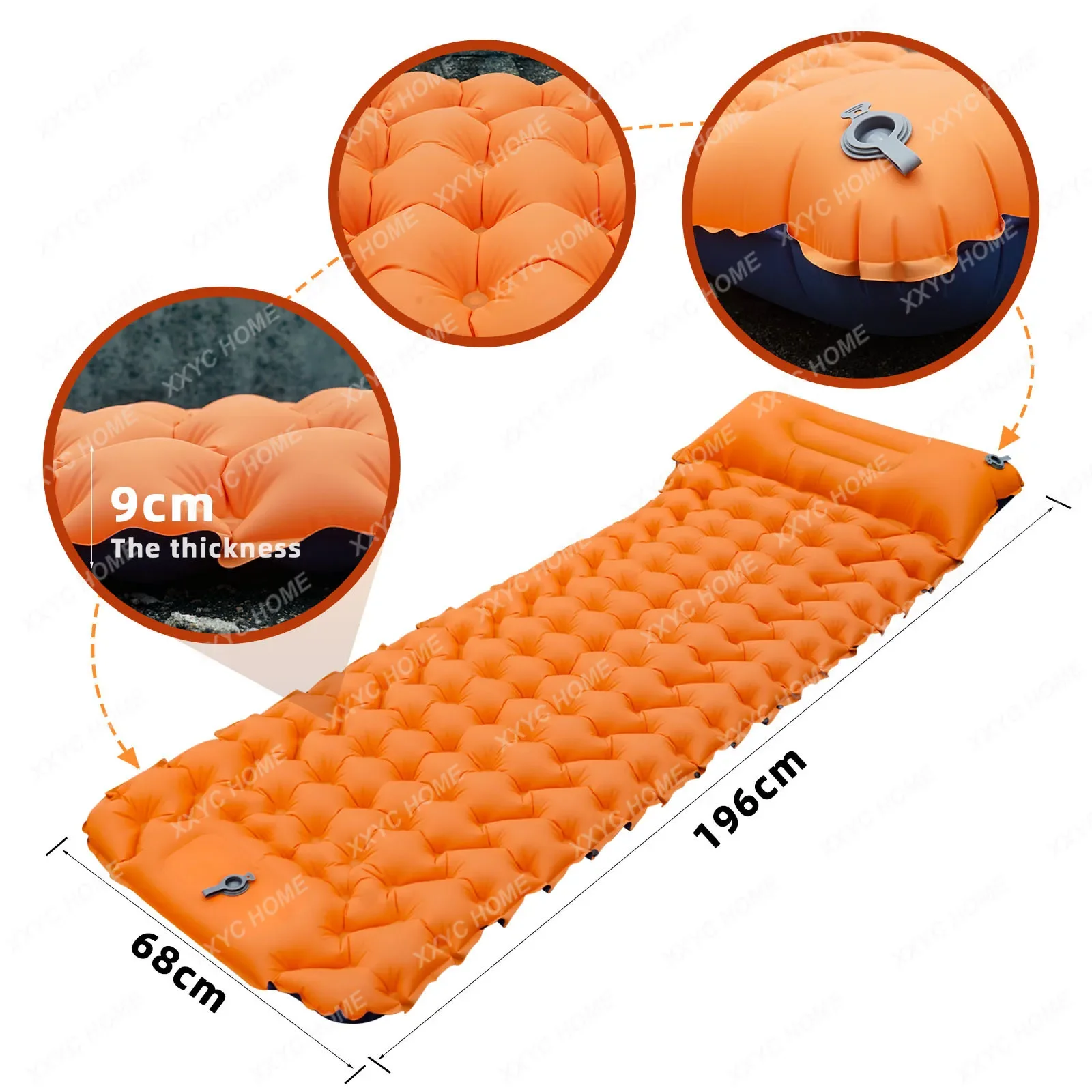 

Outdoor Camping Sleeping Pad Inflatable Mattress with Pillows Travel Mat Folding Bed Ultralight Air Cushion Hiking Trekking Tool