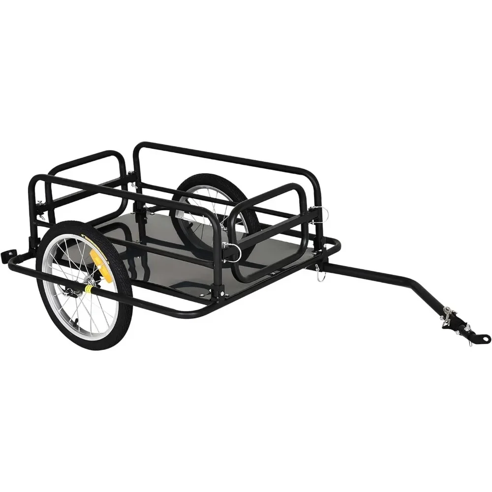 

Folding Bicycle Bike Cargo Storage Cart and Luggage Trailer with Hitch - Black