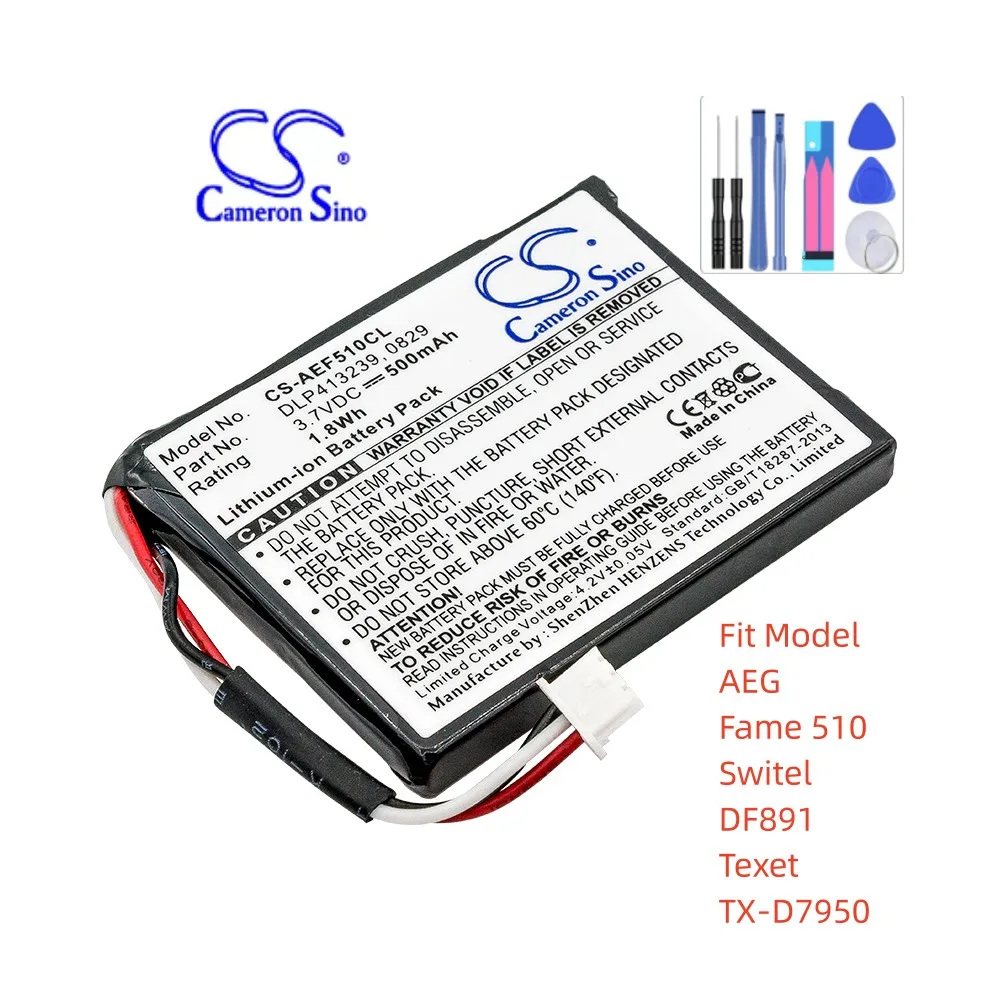 Cordless Phone Battery For AEG 0829 DLP413239  Texet TX-D7950 Fame 510 Switel DF891 500mAh / 1.85Wh  Li-ion  3.70V