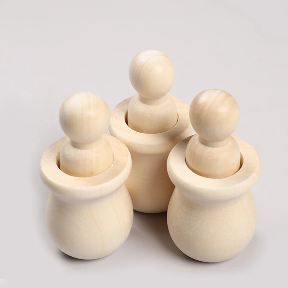 

12 Pcs Wooden Peg Unfinished DIY Graffiti Unpainted Kids Crafts Adornments H Painted Wooden Man Teaching Aids Art Supplies