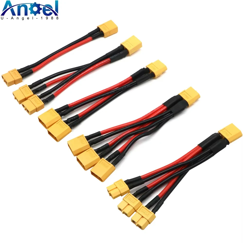 

XT60 Parallel Battery Connector Male/Female Cable Dual Extension Y Splitter/ 3-Way 14AWG Silicone Wire for RC Battery Motor