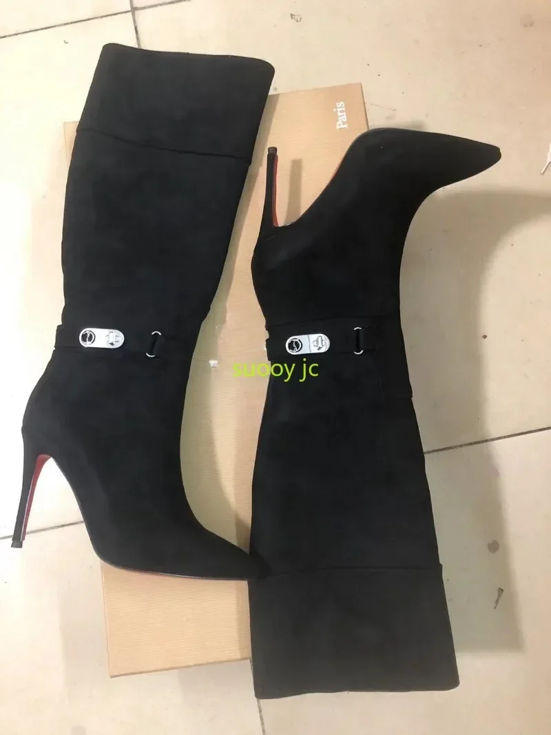 

Luxury high quality Fashion Sexy Crystal Red sole shoes Ankle Boots For Woman Pointed Toe Shoes Party Modern Autumn Booties