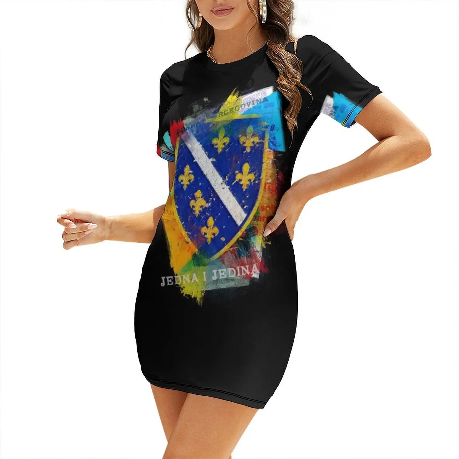 

Bosnian Coat Of Arms - For All Bosnians Short Sleeved Dress summer women's dress 2024 beach dress dresses with long sleeves