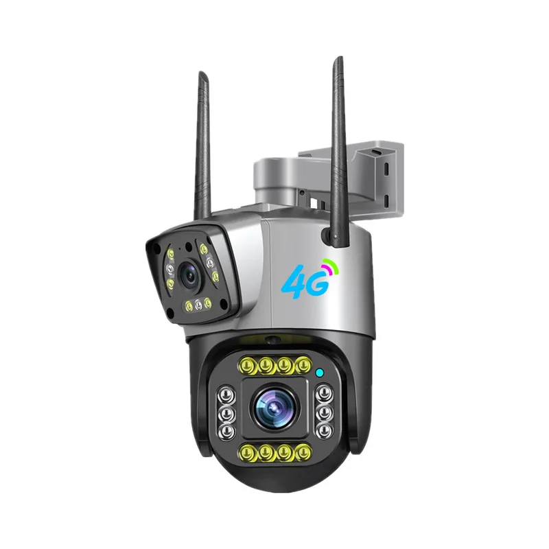 6MP Dual Lens PTZ Camera Outdoor 4G WiFi IP Camera Two-Way Audio Night Vision IP66 Waterproof Security Cam