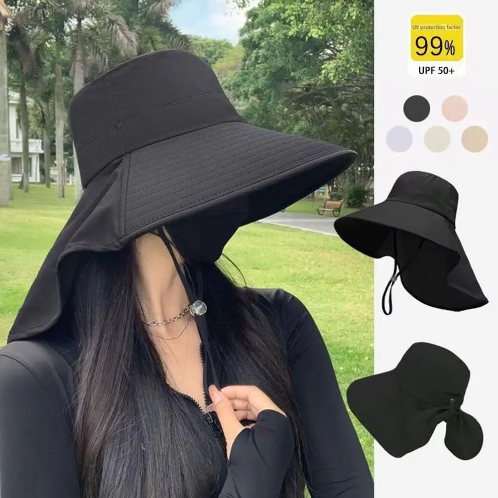 

New Outdoor Sun Bucket Hat For Women Hat Wide Brim Bucket Hat With Ponytail Hole Girls UPF50+ Protection Cap Hiking Travel Hat
