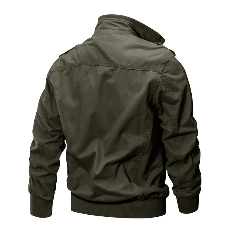 KIDWHXR Herbstjacke für Herren, Camouflage-Muster, Stehkragen, Cargo-Mantel, locker geschnitten, mit Taschen, lange Ärmel, Herren-Outdoor-Freizeitjacke – Detail 6