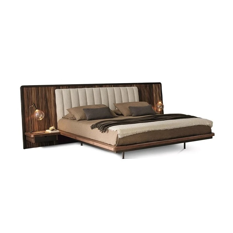North American black walnut, widescreen bed, Italian leather bed