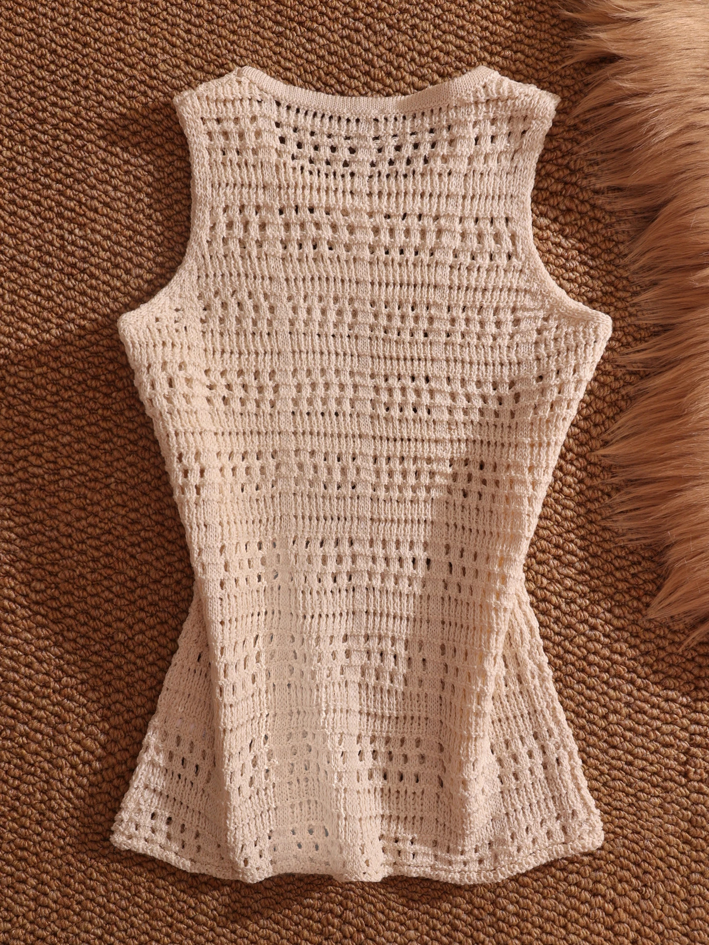 Sommer 2025, Damen-Strickoberteil, aushöhlen, rund, Ne Me Top, sexy, vielseitig, reines Verlangen, Pendeln, lockere Passform, Oute...