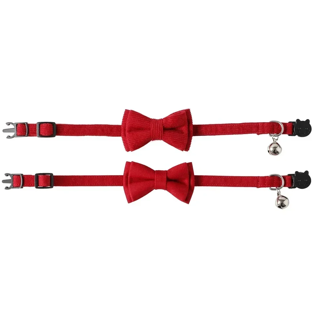 Red Cute Bow Tie Bell Accessories Kitten Adjustable Pet Sucardo Cat Collar Christmas Valentine\'s Day Safety Buckle Separation