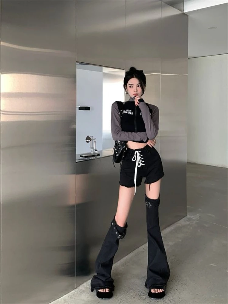 Convertible Jeans with Tie Belt and Detachable Leggings Women Slim Fit Denim Pants 2026 New
