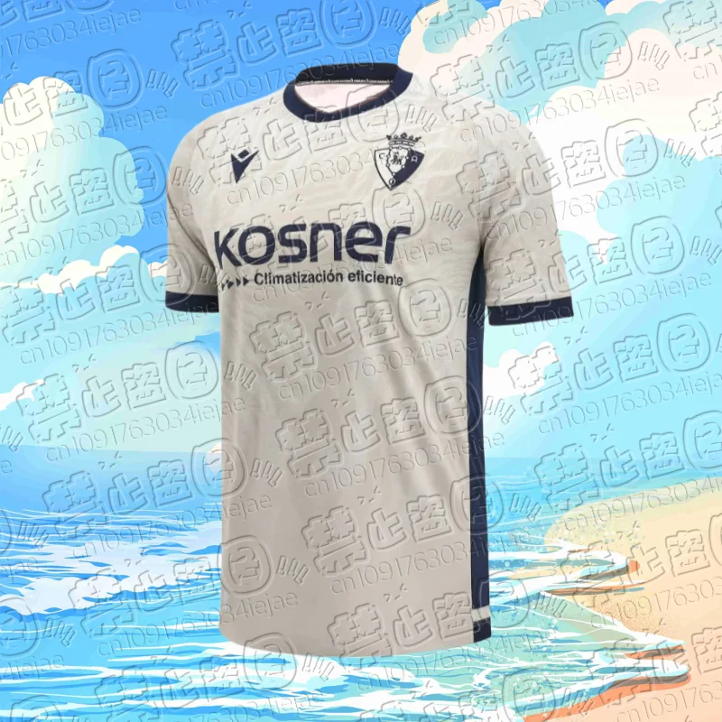 24-25 جديد حار الصيف قميص لا ليجا Osasuna قميص ثلاثية الأبعاد مطبوعة الرجال والنساء قميص كرة القدم الرياضة عادية كبيرة الحجم قميص موتو