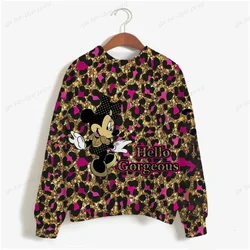 Disney Minnie Mickey Mouse Print Sweatshirt Hooded Women's Fashion Long-sleeve Hooded Tops Pullover Harajuku Casual Streetwear