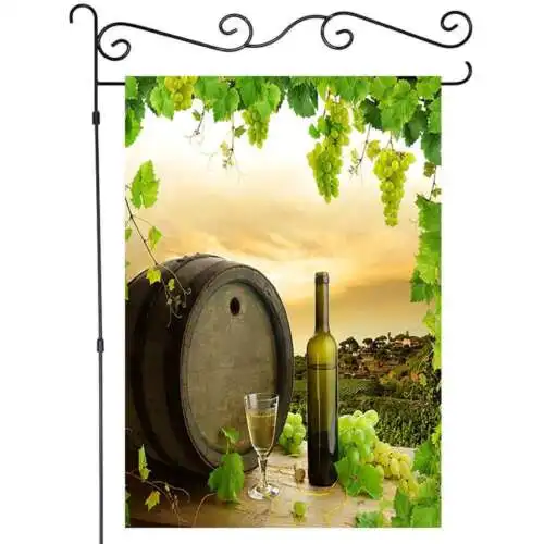 Small Garden Flag Wine Estates Green Grapes Patio Banner Outdoor 12x18in