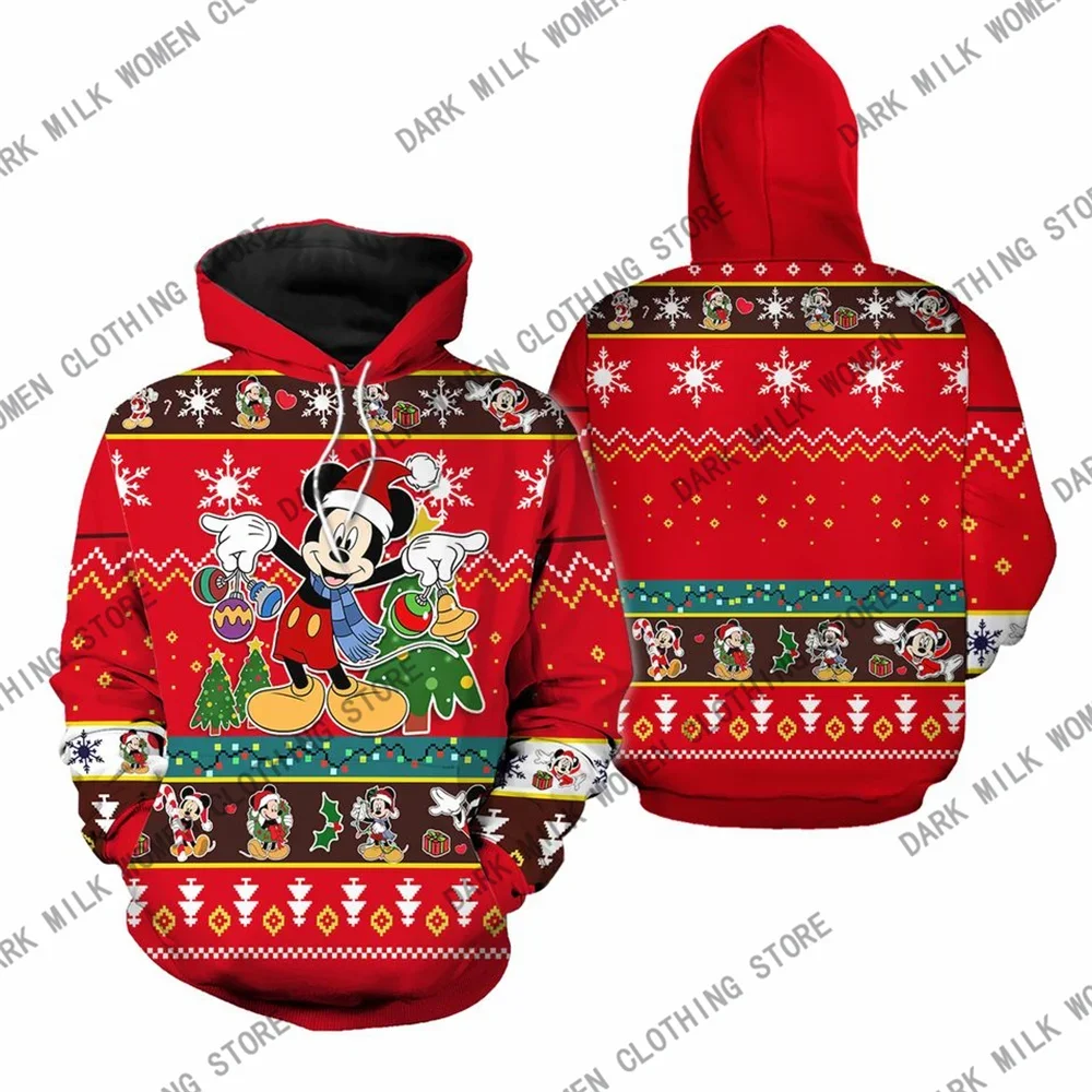 

Potdemiel New Arrivals Women's Hoodies Disney Mickey Christmas 3d Print Pullover Female Harajuku Streetwear Clothing Spring Fall