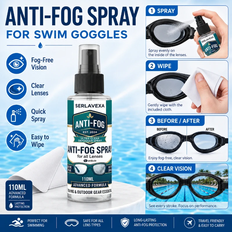 Long Lasting Anti Fog Lens Cleaner Spray Defog Liquid Clear Vision Solution for Swimming Goggles Dive Mask Eyeglass Sports Gear - view 4