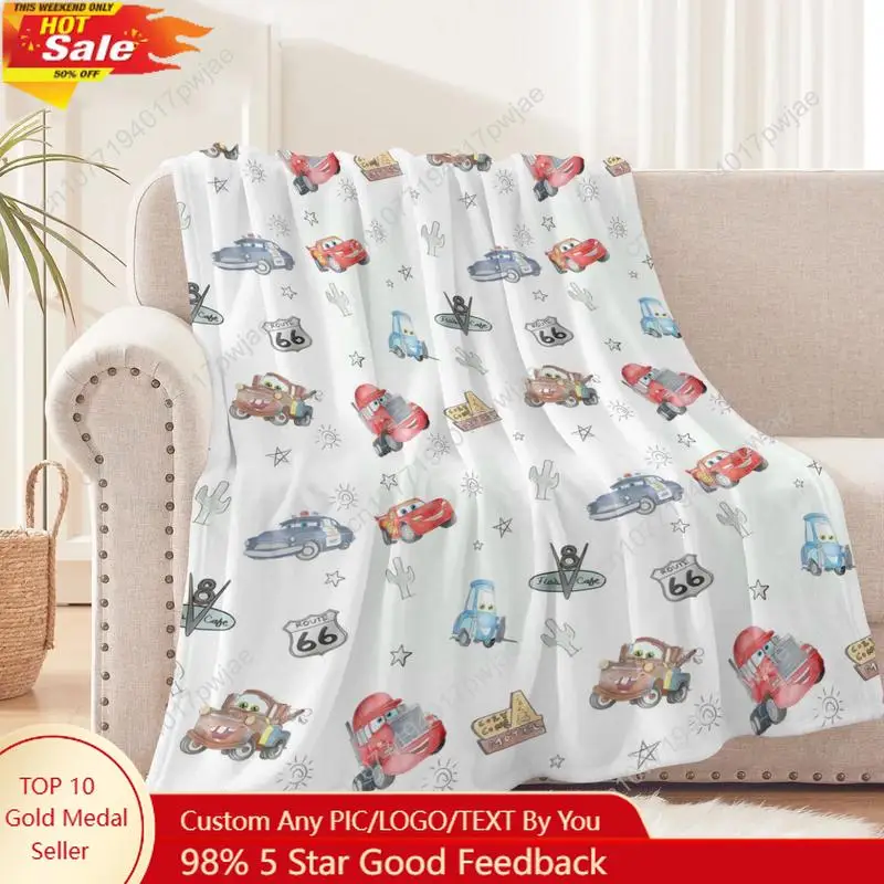 

Cartoon Route 66 pattern printed flannel blanket, multi-purpose and comfortable indoor outdoor home furnishings Custom blankets