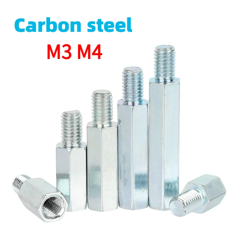 M3 M4 Blue Zinc Plated Motherborad Standoff Male Female Hex Rack Stud Spacers Zink Iron Board Hexagonal Spacing Threaded Screws