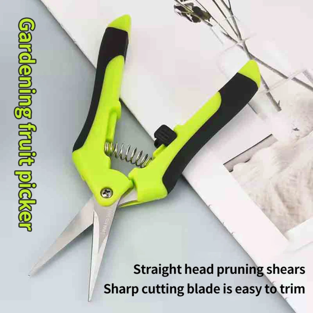 Garden Pruning Shears Stainless Steel Plants Fruit Grape Picking Scissors Horticulture Leaf Trimmer Straight Elbow Pruning Tools