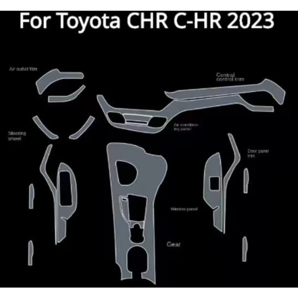 Auto-Innenraum-TPU-Schutzfolie, kratzfeste Folie für Toyota C-HR 2023, Auto-Schutzfolie, transparente, reißfeste Aufkleber, Zubehör