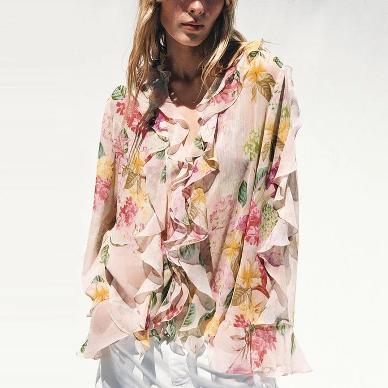 2025, zomer nieuwe dames Faion irt bloemenprint gelaagde decoratie lange Sve polyestervezel Z dames premium kleding