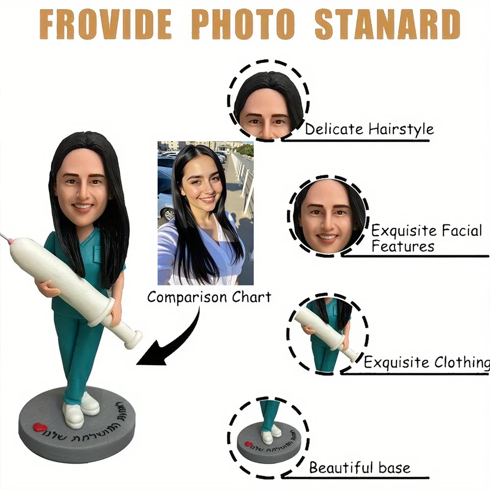 Figurine en argile peinte à la main personnalisée, Sculpture, cadeaux pour anniversaire, noël, souvenir, décoration de bureau pour la maison