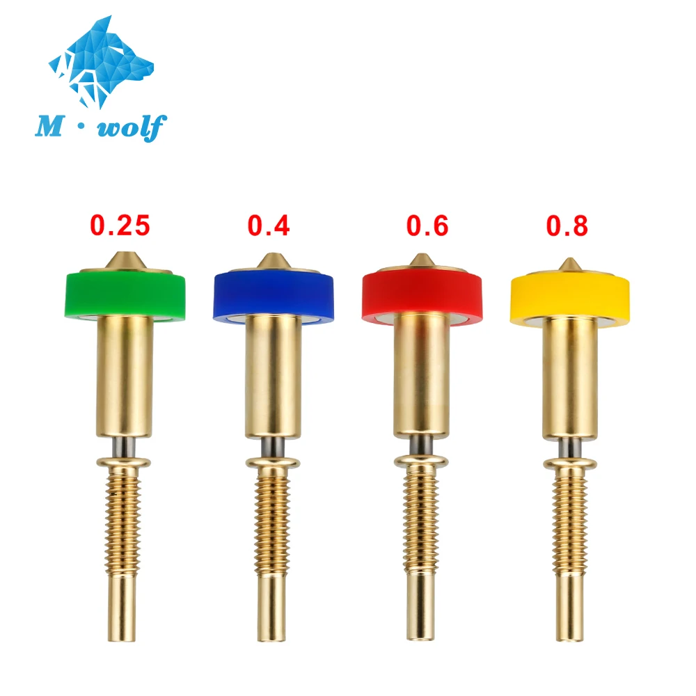 4pcs Clone E3D Nozzle All-in-one Bimetal Nozzles 0.25/0.4/0.6/0.8mm Heatbreak Brass Titanium For E3D Hotend Extruder