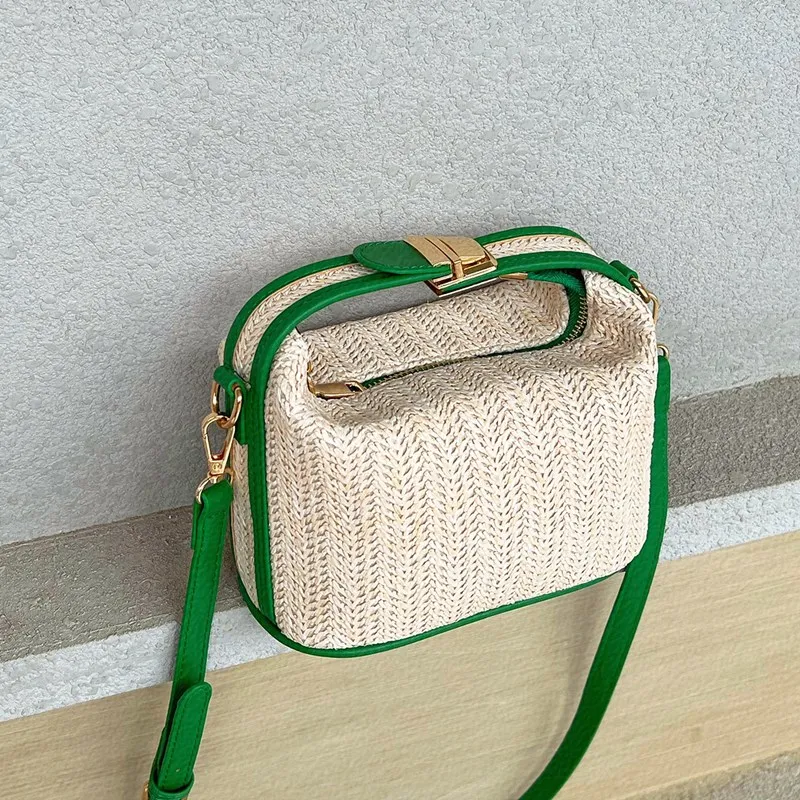 2023 Nieuwe Stro Crossbody Tas Voor Vrouwen Bohemian Kleine Breien Zomer Portemonnee En Luxe Handtas Vacational Emmer Strand Tassen