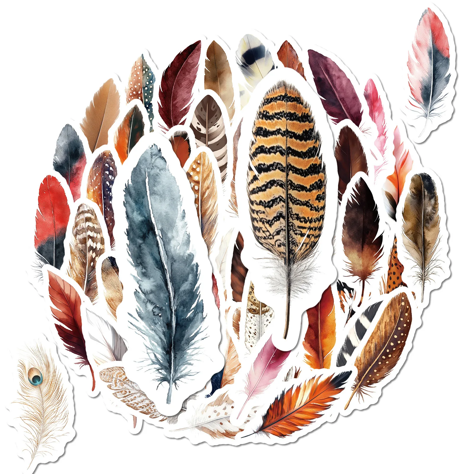 50PCS 꿈꾸는 깃털 낙서 스티커 장식 기타 노트북 수하물 DIY 방수 스티커