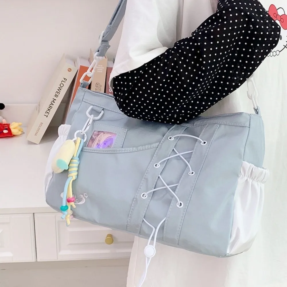 

New With Drawstring Shoulder Bag Double Sided Pocket Big Capacity Crossbody Bag Pain Bag Girl
