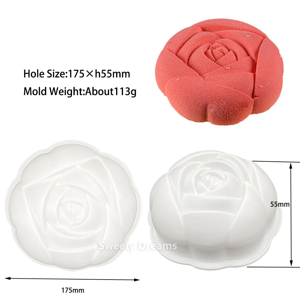 Molde redondo de silicona 3D para pasteles, utensilios para hornear Mousse, postre, pastelería, bandeja, forma de rosa de diamante, dulces