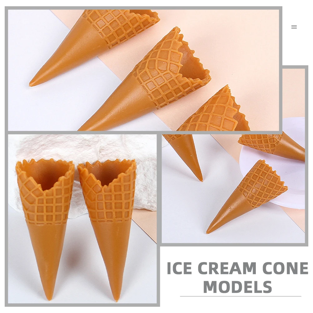 

18 Pcs Simulated Ice Cream Bottom Holder Cones Realistic Props Miniature Fake for Dollhouse Hair Model