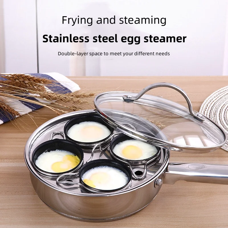 Stainless Steel Egg Steamer Multifunctional Egg Boiling Pot Frying and Steaming Multi-purpose Induction Cooker Universal