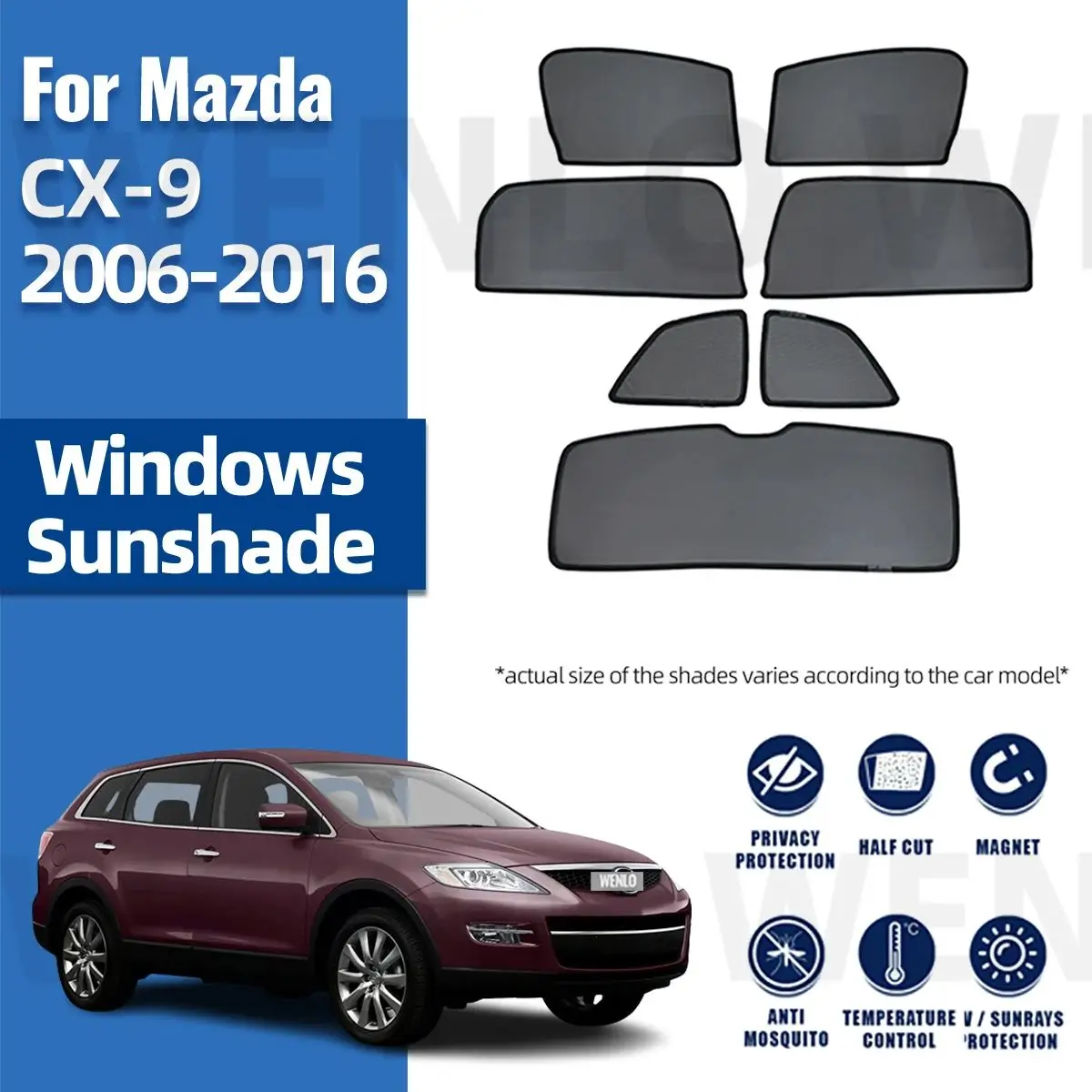 

For Mazda CX-9 CX9 2006-2016 Magnetic Car Sunshade Visor Front Windshield Frame Curtain Baby Rear Side Window Sun Shade Shield