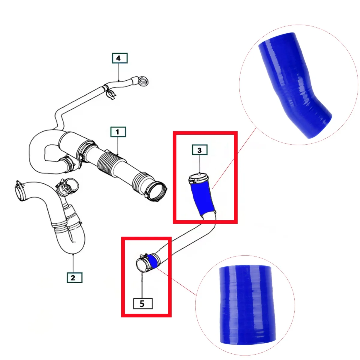 

2PCS For Jaguar XF SPORTBRAKE X250 2011-2015 2.2 D C2Z14278 Car Silicone Intercooler Turbo Tubes Pipe Hose Kit More Color