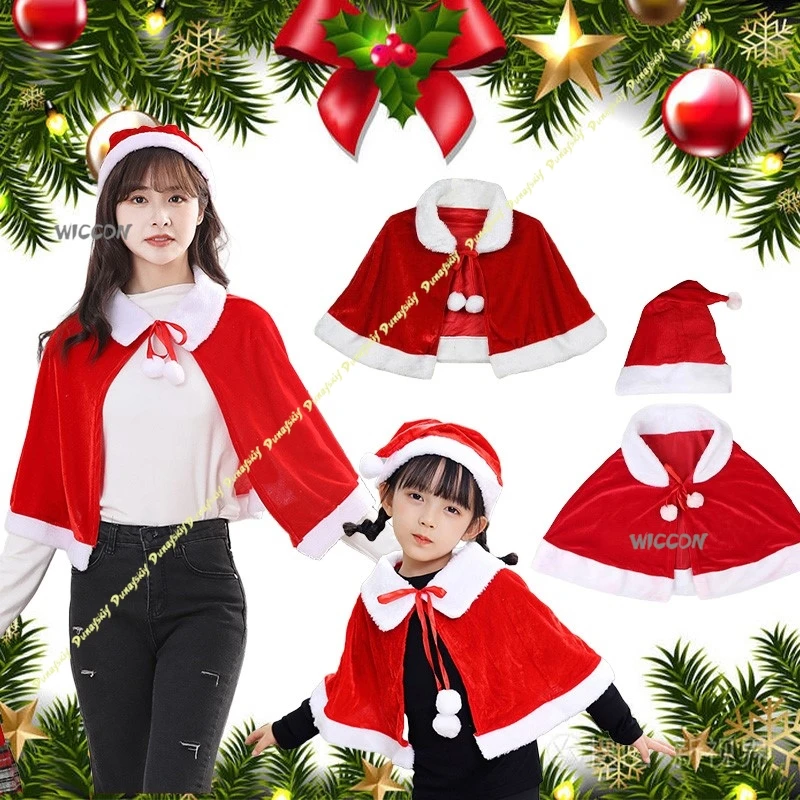 Cosplay Costumes Christmas New Season Capes Children Adults Cloaks Decorations Velvet Jackets Red Coat Hat Stage Suit Clothe Set