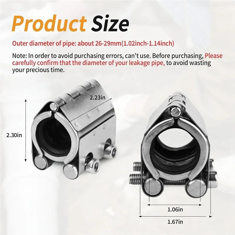 パイプ修理クランプキット - プラスチック&金属パイプ用パイプカップリングクランプ、緊急義務リークシーラー-BAAQ