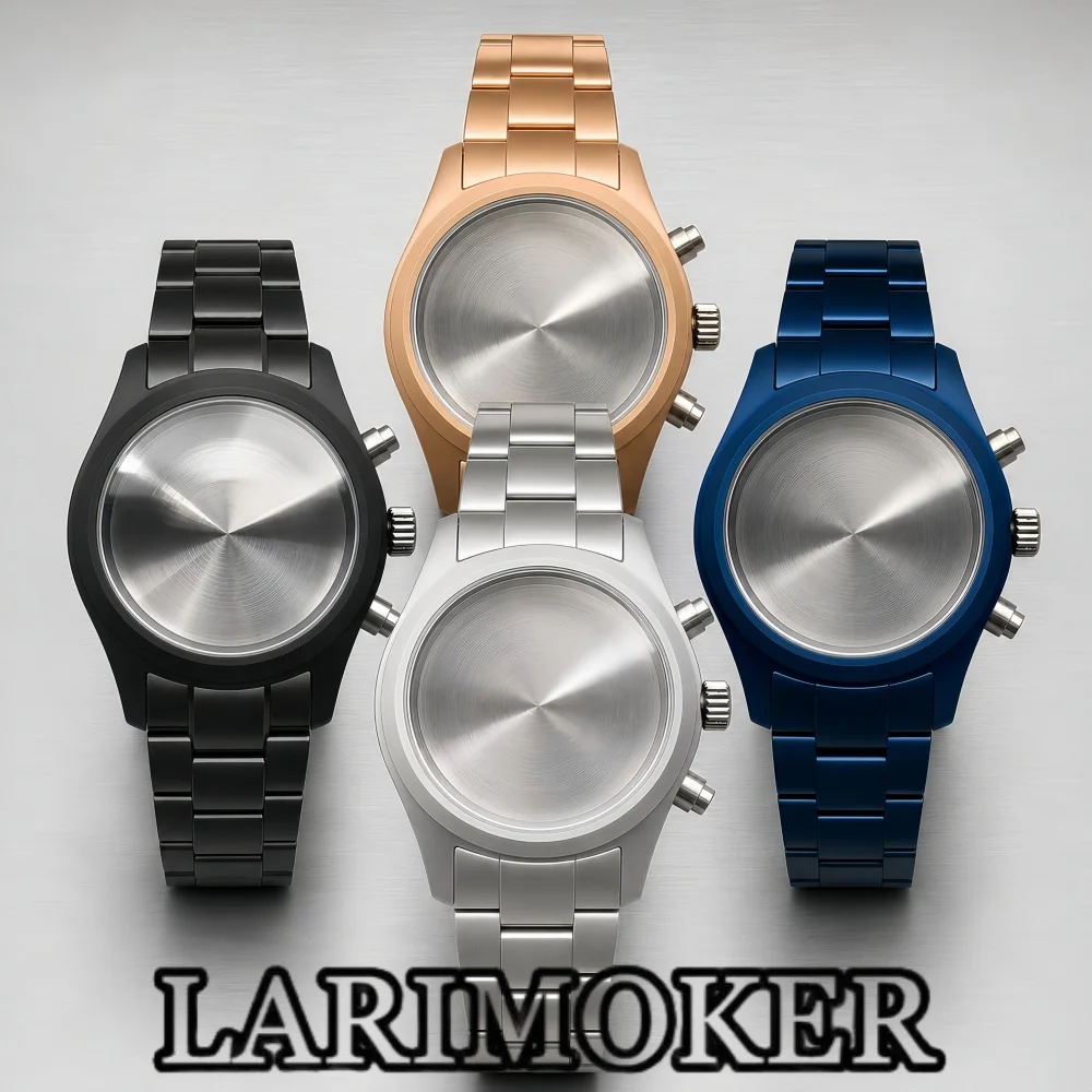 LARIMOKER 38mm Multi-Function Chronograph Case Matte Stainless Steel Sapphire Crystal Compatible with VK63 VK67 Quartz Movements