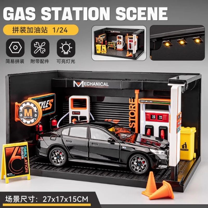 

Diecast 1:24 Scale 5 Series i5 (With Scene) Alloy Simulation Car Model Static Collection Decorated Holiday Toys Souvenir Gift