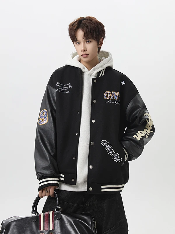 

Thiened Baseball Cotton Jaet for Men Casual Embroidered Outerwear American Design Sle Couple's Warm Coat Youth Faion