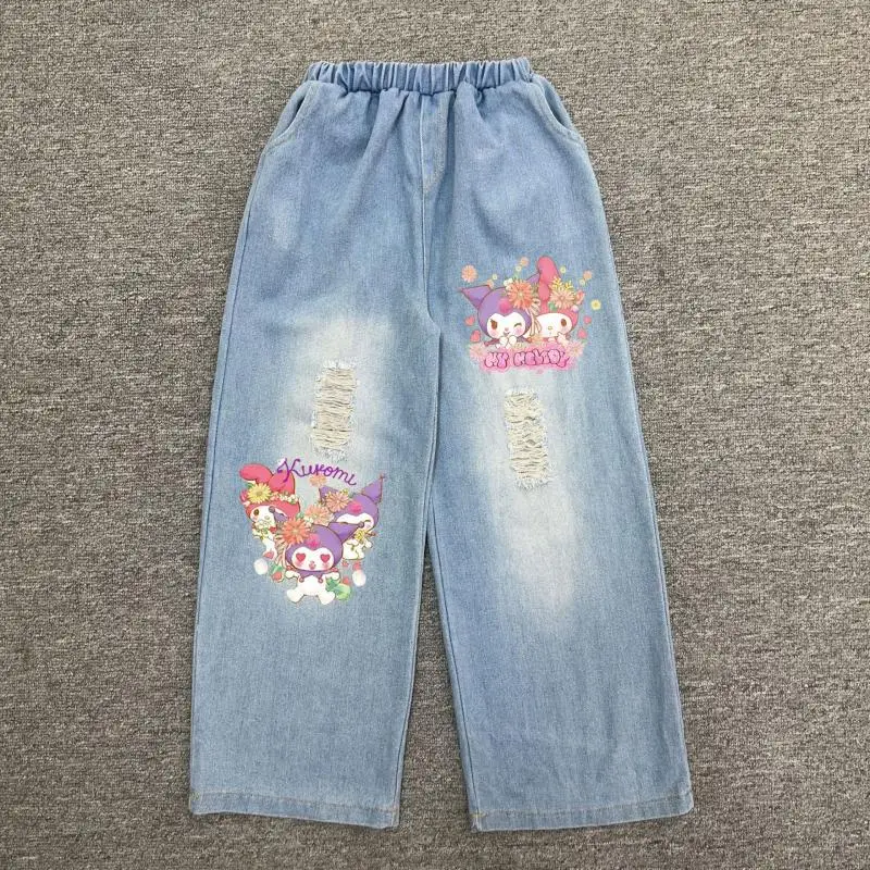 

Sanrio Girl Cowboy Long Pants My Melody Kawaii Kuromi Anime Fashion Spring and Autumn Children Student Leisure Sports Pants New