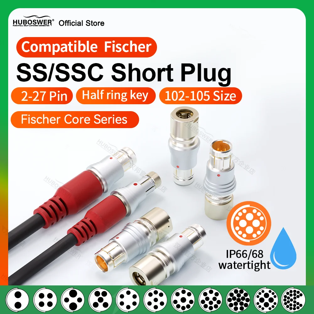Plugue SS SSC compatível com Fischer Core 102/103/1031/104/105 Series2 a 27Pin à prova d'água IP 66/68 Conectores de travamento automático