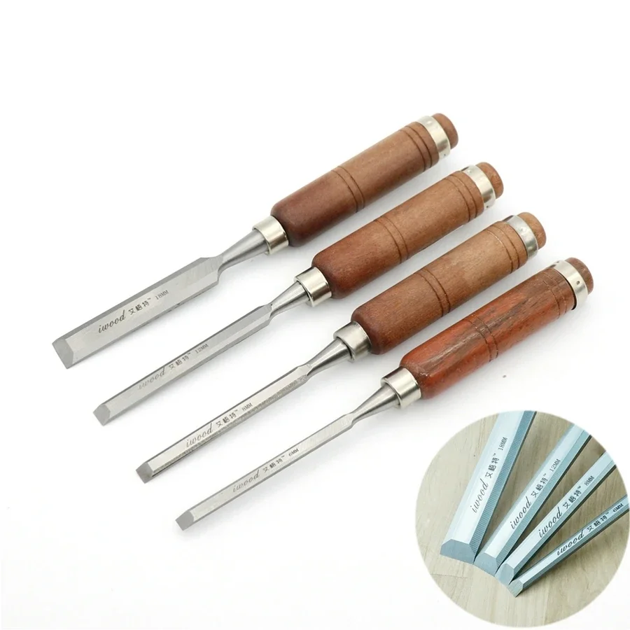 4Pcs 6/8/12/18mm Wood Work Carving Chisels Tool Set For Woodworking Carpenter